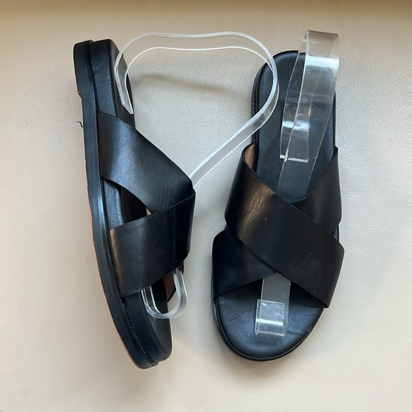 Madewell Louisa Crisscross black leather Slide Sandals - Picture 3 of 5